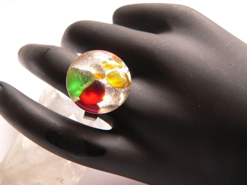 FR8 Fingerring verstellbar mit Dichroic Glas Bild 3