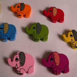HP003 - 4 contas de madeira mistura colorida de elefante
