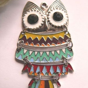 TSA315 1 jewelry pendant colorful owl image 2