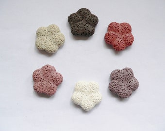 NP009 - 2 lava beads - different colors - flower