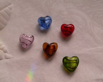 GP003-5 Glass beads-Silverfoilperlen-Hearts