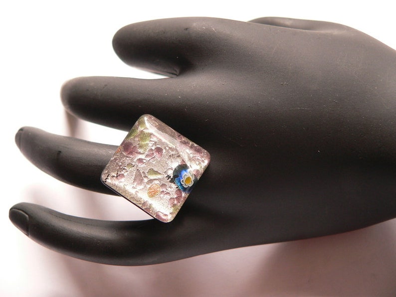 FR9 Fingerring verstellbar mit Dichroic Glas Bild 3