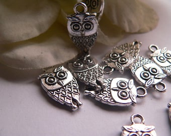 TSA076 - 10 breloques bijoux - hibou