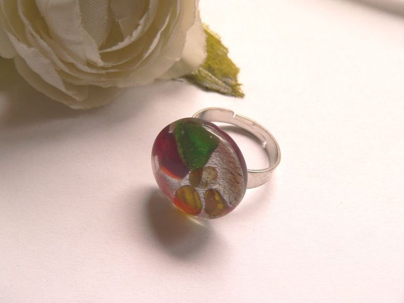 FR8 Fingerring verstellbar mit Dichroic Glas Bild 2