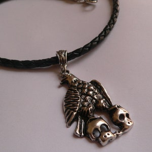 SGH101 Lederkette Adler Skull Bild 1