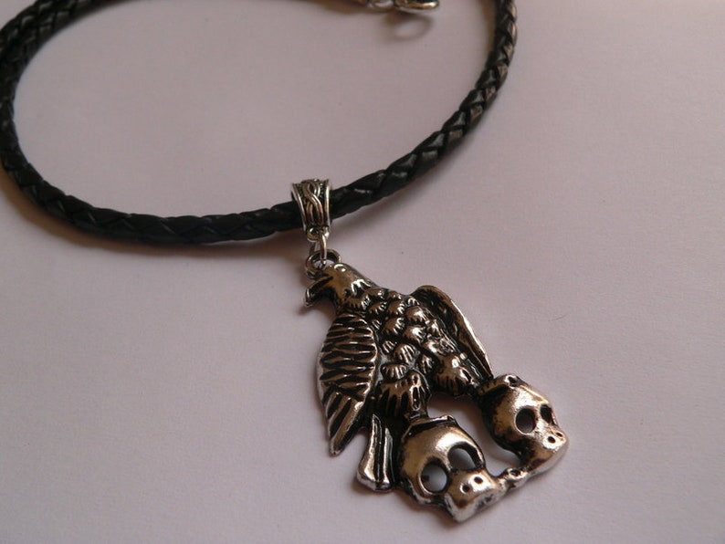 SGH101 Lederkette Adler Skull Bild 1