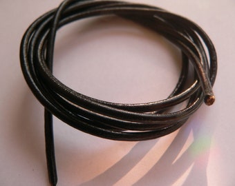 1 Meter - Lederband - 2,5 mm - schwarz