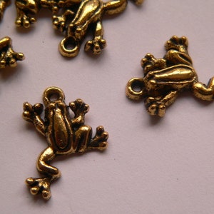 TGA012 - 10 Schmuckanhänger - Frosch - gold oder silberfarben