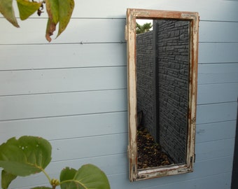 Spiegel aus altem Bauernhaus Fenster natur- weiß shabbychic