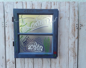 Window picture with hand lettering from old farmhouse window