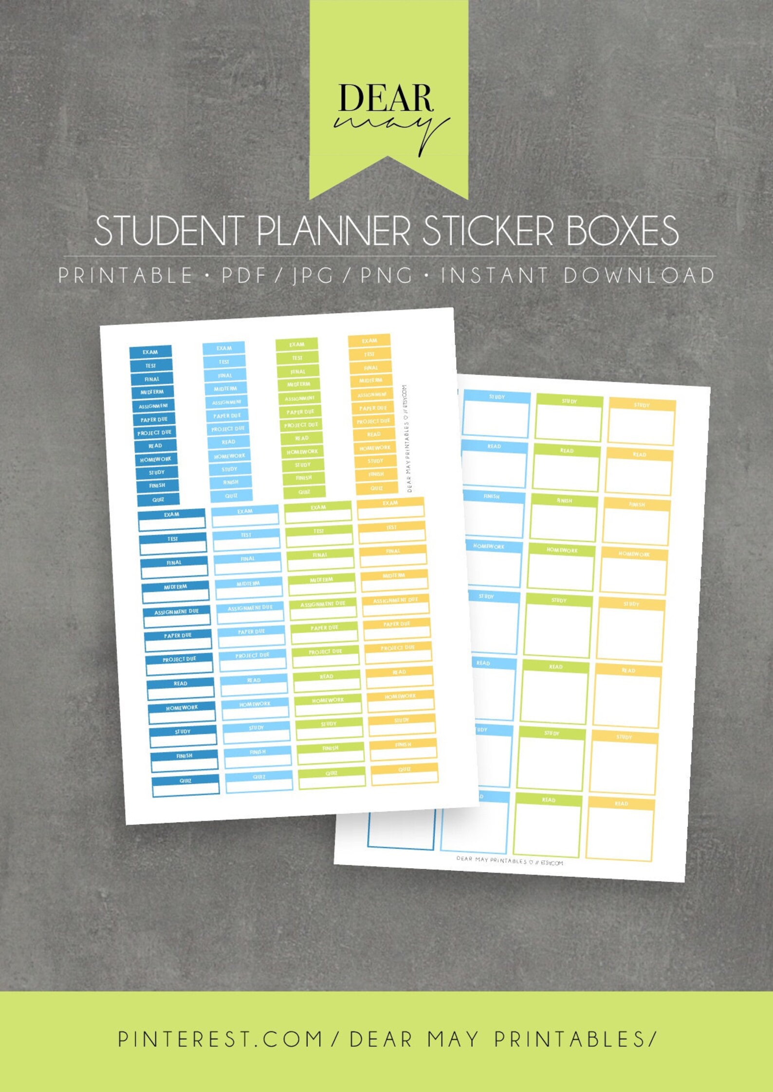Student Planner Sticker Boxes Printable School College & Etsy