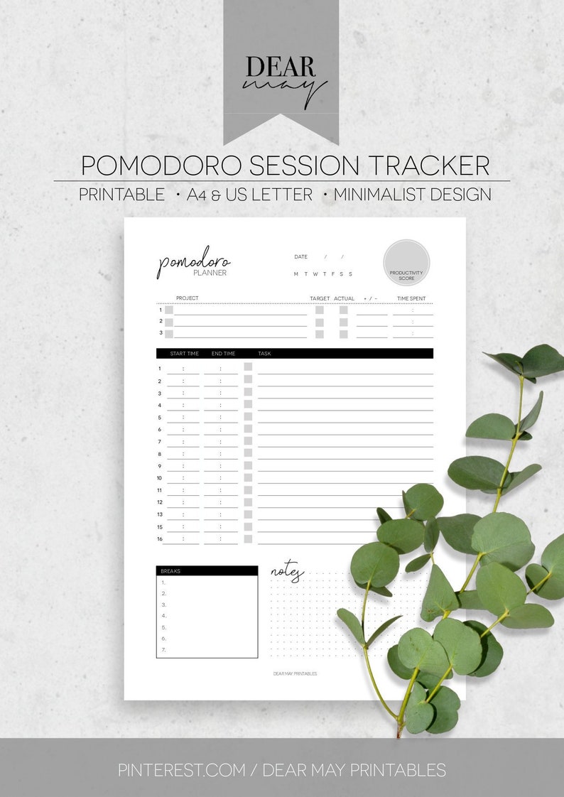 Pomodoro Planner Pomodoro Technique Planner Printable | Etsy