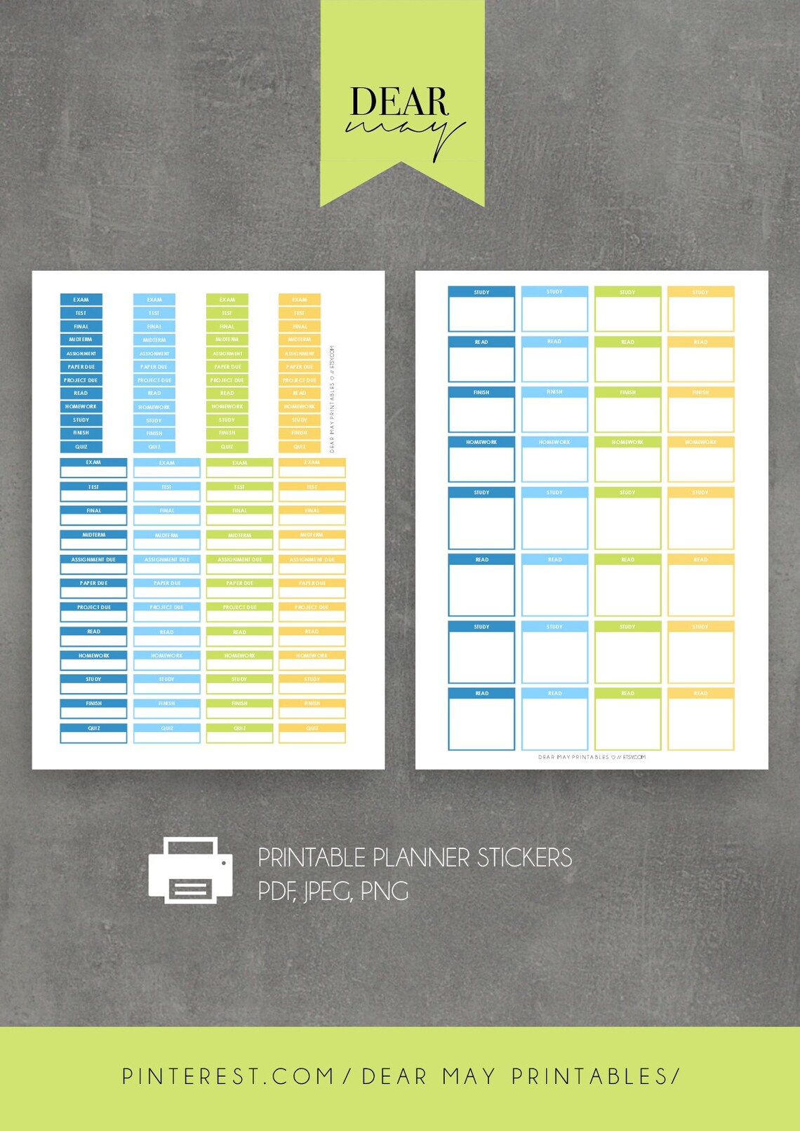 Student Planner Sticker Boxes Printable School College & Etsy