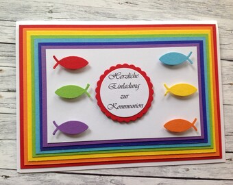 Einladung Kommunion Regenbogen Etsy