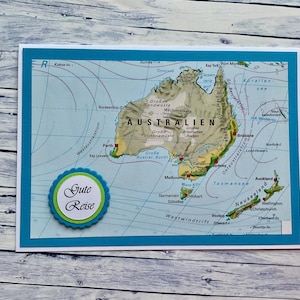 Grußkarte "Gute Reise" (Australien), Karte, Glückwunschkarte, Reisekarte, Reisegutschein, Gutschein, Reise, Australien, Sydney, Melbourne,