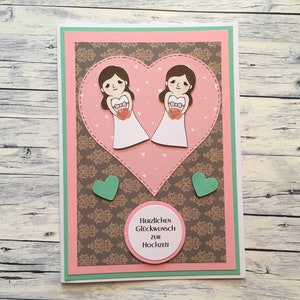 Hochzeitskarte für zwei Frauen, Hochzeitskarte, Verpartnerung,