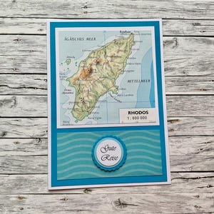 Grußkarte "Gute Reise" (Griechenland,Rhodos), Reisekarte, Gutschein, Reisegutschein