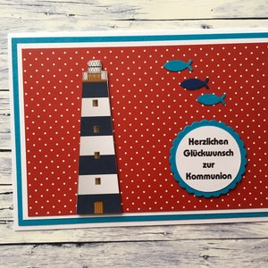 Glückwunschkarte zur Kommunion, Karte zur Kommunion mit Leuchtturm, Konfirmation, Kommunion,