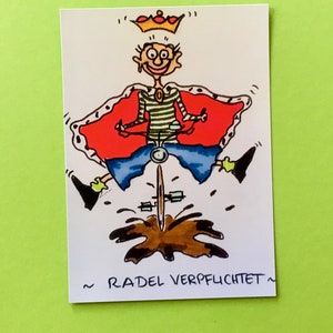 Postkarte „Radel verpflichtet“, lustige Postkarte, witzige Postkarte, Spruch, lustiger Spruch, Karte, Rad, Radfahrer, radeln, Fahrrad,