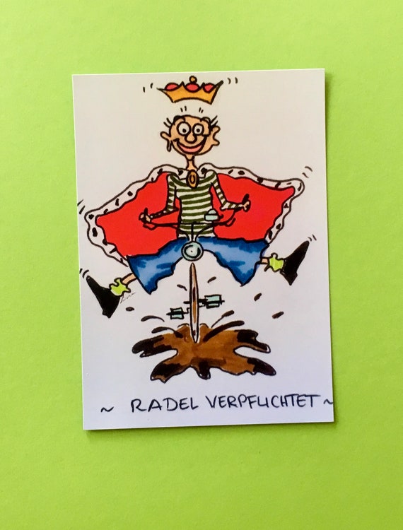 Postkarte Radel Verpflichtet Lustige Postkarte Witzige Postkarte Spruch Lustiger Spruch Karte Rad Radfahrer Radeln Fahrrad
