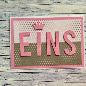 Glückwunschkarte zum Kindergeburtstag, 1. Geburtstag, EINS, Glückwunschkarte zum ersten Geburtstag, Kindergeburtstag,