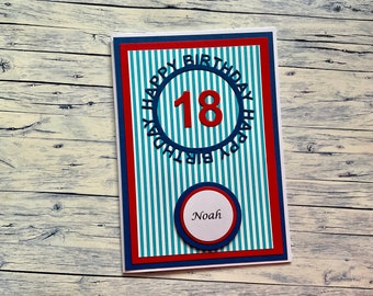 Personalized greeting card "18", card 18th birthday, birthday card