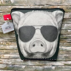 Reißverschlusstäschchen „Schwein mit Sonnenbrille“