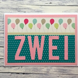 Congratulations card for children&#39;s birthday, 2nd birthday, TWO, Congratulations card for second birthday, children&#39;s birthday,