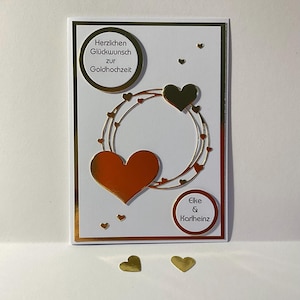 Glückwunschkarte zur Goldhochzeit, Karte zur Goldhochzeit
