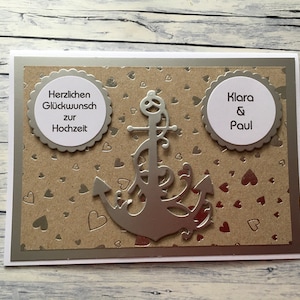 Glückwunschkarte zur Hochzeit, Karte zur Hochzeit, Hochzeitskarte mit Anker, maritime Hochzeitskarte
