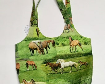 Cool bucket bag with horse motif, bag, cloth bag, cloth bag, shopper, shopping bag, shoulder bag, bag with horses