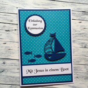 Einladungskarte zur  Kommunion mit Schiff, Kommunion, Einladung, Einladung Kommunion,Kommunion Einladung,Konfirmation,