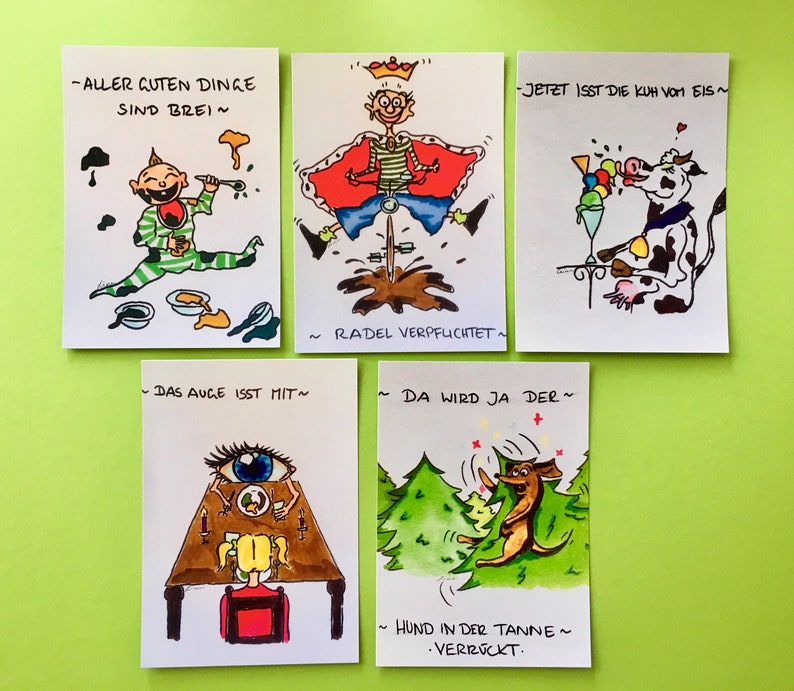 5er Set lustige Postkarten lustige Postkarte witzige Etsy.de