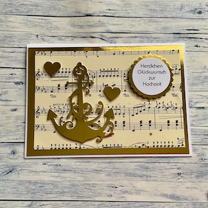Glückwunschkarte zur Hochzeit, Karte zur Hochzeit, Hochzeitskarte mit Anker, maritime Hochzeitskarte