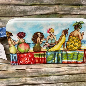 Witziges, maritimes Reißverschlusstäschchen "Strandschönheiten", maritimes Reißverschlusstäschchen, Täschchen mit Frauen,