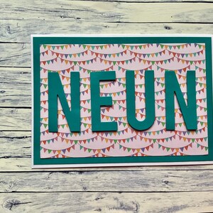 Glückwunschkarte zum Kindergeburtstag, 9. Geburtstag, Neun, Glückwunschkarte zum neunten Geburtstag, Kindergeburtstag,