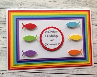 Invitation card for communion with rainbow, communion, invitation, invitation communion, communion invitation, confirmation invitation, invitation cards,