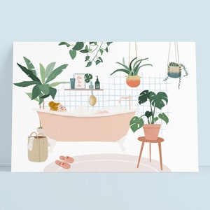 Postkarte, Pflanzen, Wellness, Badewanne