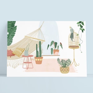 Postkarte, Pflanzen, Hängematte