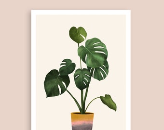 Monstera Poster, A4, Kunstruck, Pflanzen