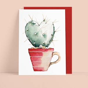 Postkarte, Hochzeit, Liebe, Kaktus, Herz, mit Umschlag