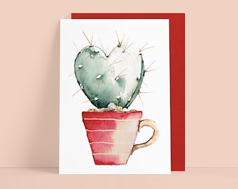 Postcard, wedding, love, cactus, heart, with envelope