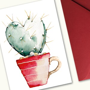 Postcard, wedding, love, cactus, heart, with envelope image 3