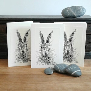 Hare card, hand printed, handmade, original, unique, blank greeting card