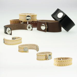 Leather Loop - Unclips with  Press Stud / Snap Closure - Ideal Leather Keeper for Belts or Bag Straps - Many Colors Available