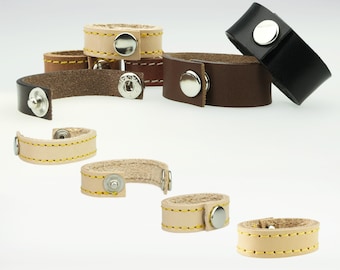 Leather Loop - Unclips with  Press Stud / Snap Closure - Ideal Leather Keeper for Belts or Bag Straps - Many Colors Available