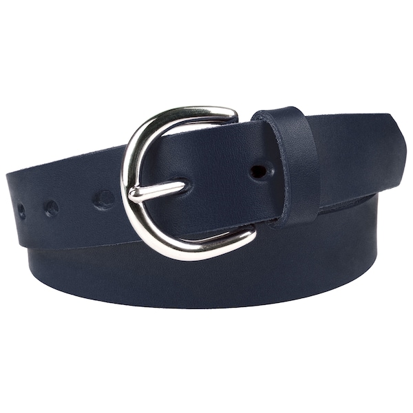 Womens Navy Blue Leather Belt - Full Grain Leather - Made In UK