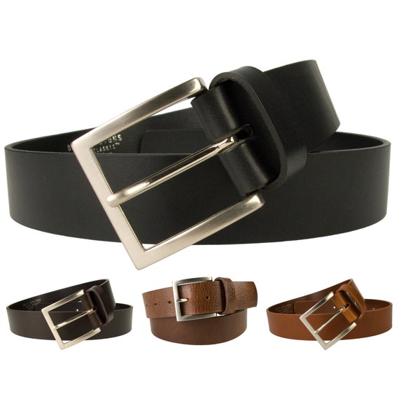 Mens High Quality Leather Jeans Belt 4cm Wide Made In UK by British Craftsmen