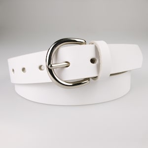 White Leather Belt - Full Grain Leather - 1 3/16 &quot; Wide (3cm) Made In UK