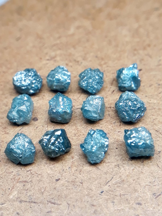 Sky Blue Rough Diamond: 9.25 Cts, 12 Pcs, Uncut African Diamonds